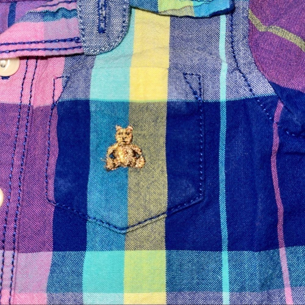 4/$25 - Baby Gap Pastel‎ Plaid Button Down Short Sleeve Shirt - Picture 3 of 5